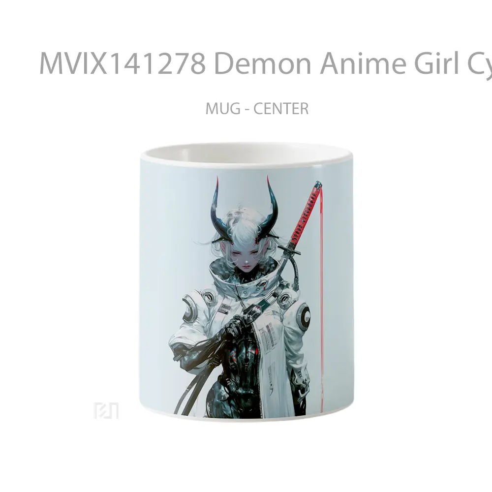 Mug Demon Anime Girl Cyberpunk Warrior Cangkir Anime