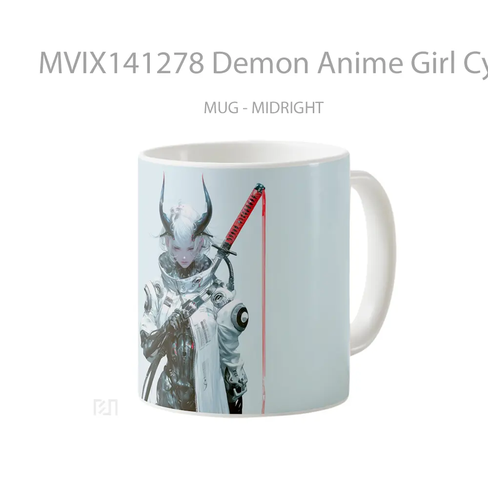 Mug Demon Anime Girl Cyberpunk Warrior Cangkir Anime - All-side / Desain