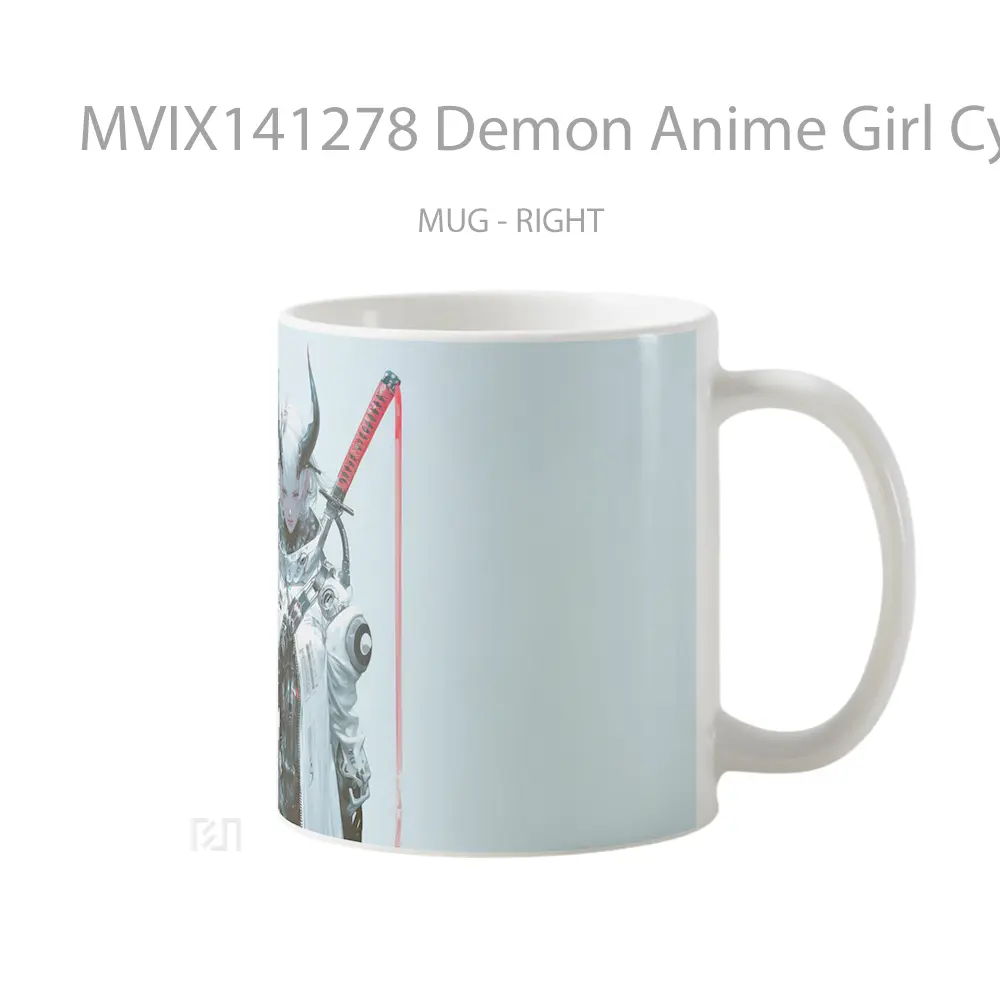 Mug Demon Anime Girl Cyberpunk Warrior Cangkir Anime - All-side / Desain