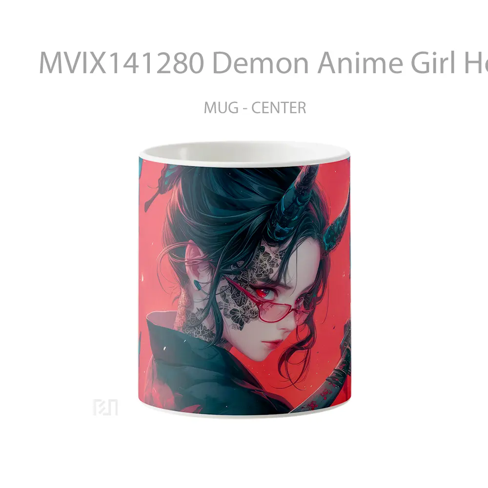 Mug Demon Anime Girl Horn Glasses Katana Cangkir Anime