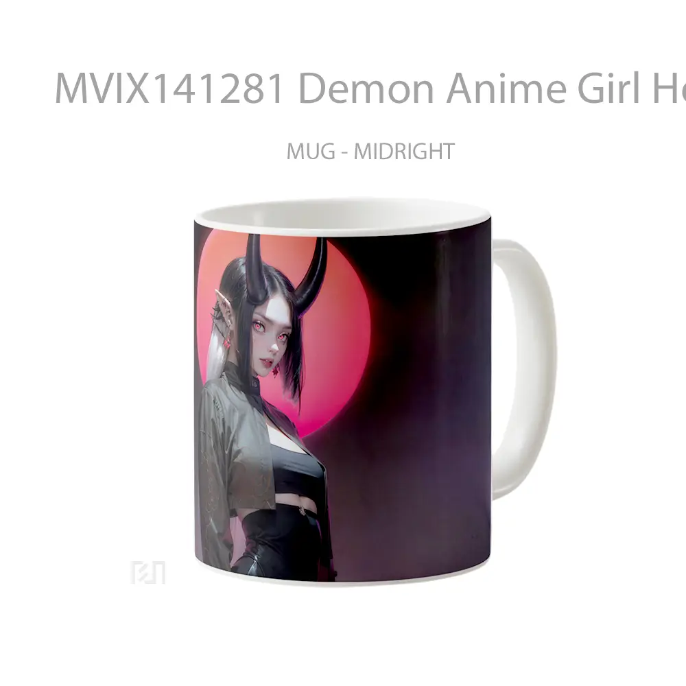 Mug Demon Anime Girl Horn Red Eyes Cangkir Anime - All-side / Desain