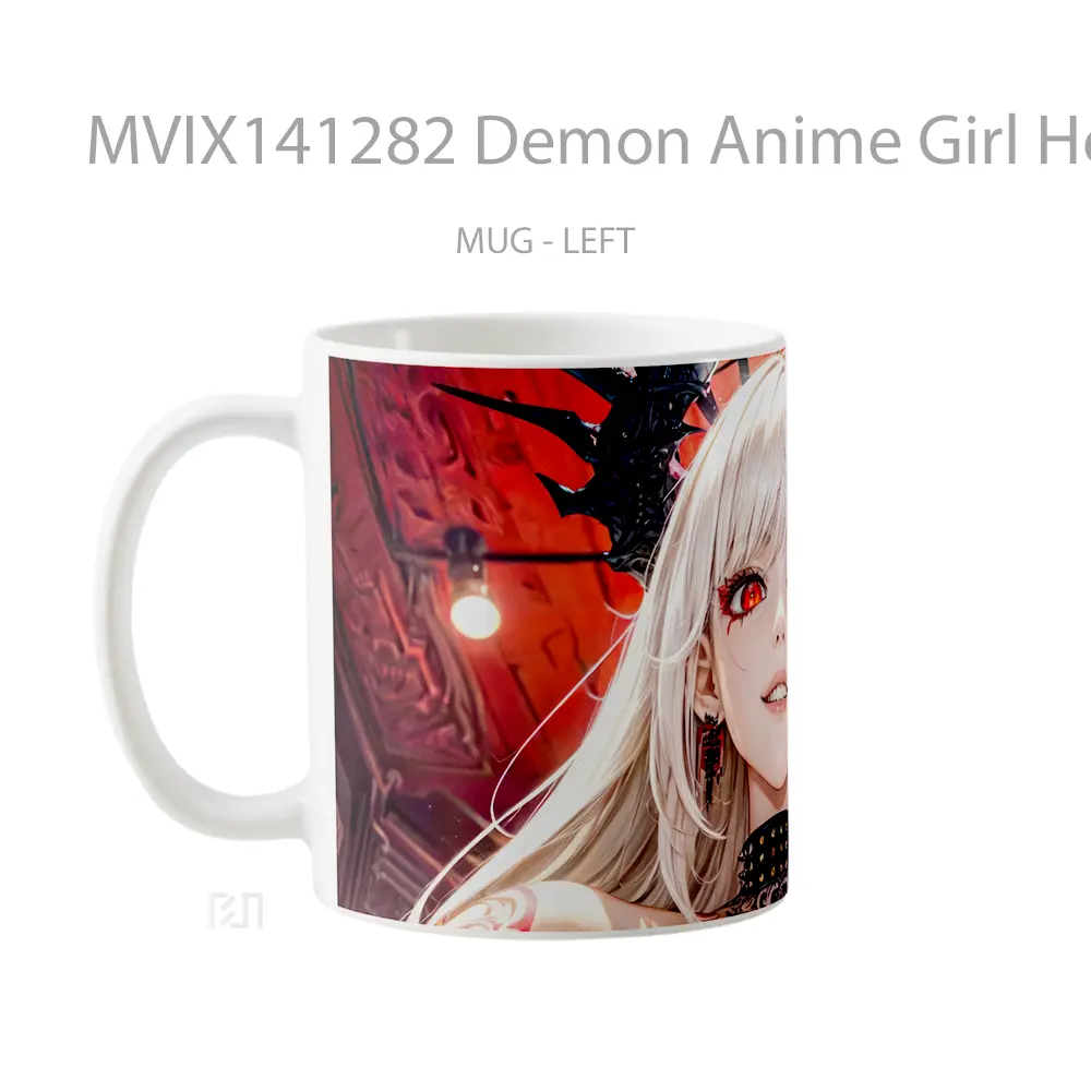 Mug Demon Anime Girl Horn Tattoo Red Eye Cangkir Anime - All-side / Desain