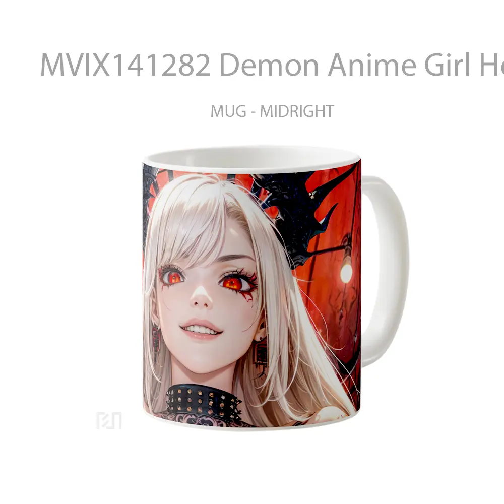 Mug Demon Anime Girl Horn Tattoo Red Eye Cangkir Anime - All-side / Desain