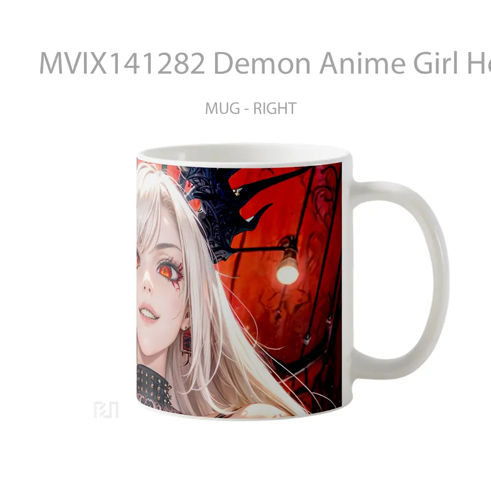 Mug Demon Anime Girl Horn Tattoo Red Eye Cangkir Anime - All-side / Desain