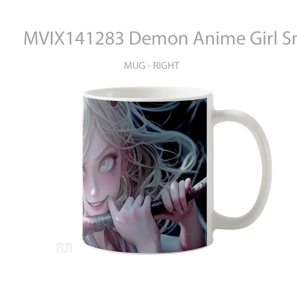 Mug Demon Anime Girl Smile Horn Cangkir Anime - All-side / Desain