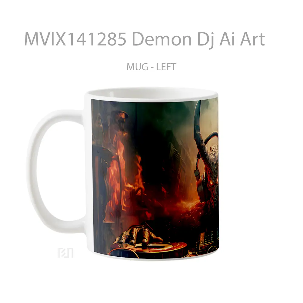 Mug Demon Dj Ai Art Gelas Keramik Unik - All-side / Desain