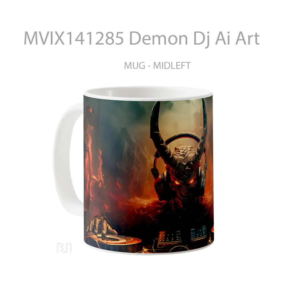 Mug Demon Dj Ai Art Gelas Keramik Unik - All-side / Desain