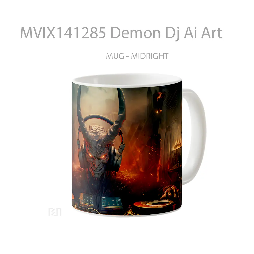 Mug Demon Dj Ai Art Gelas Keramik Unik - All-side / Desain