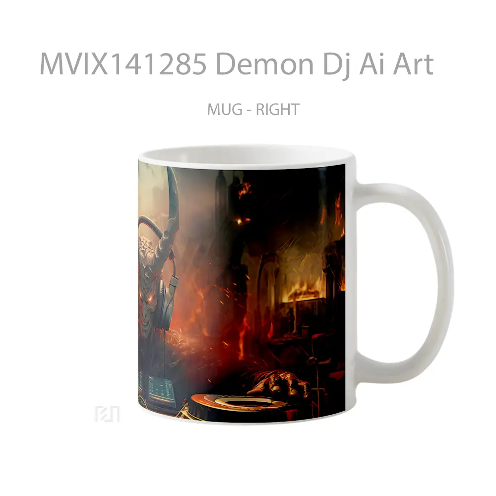 Mug Demon Dj Ai Art Gelas Keramik Unik - All-side / Desain