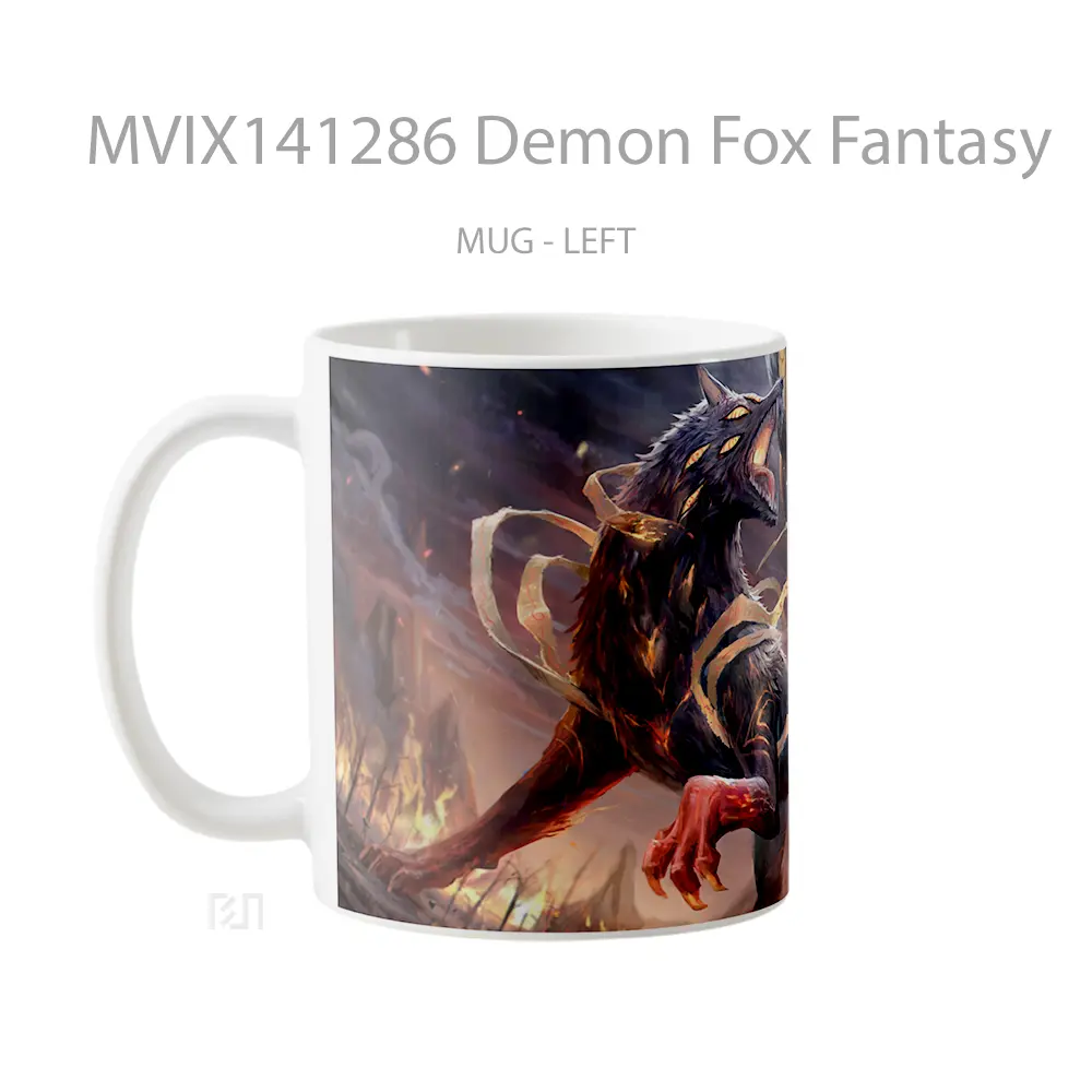 Mug Demon Fox Fantasy Gelas Keramik Unik - All-side / Desain