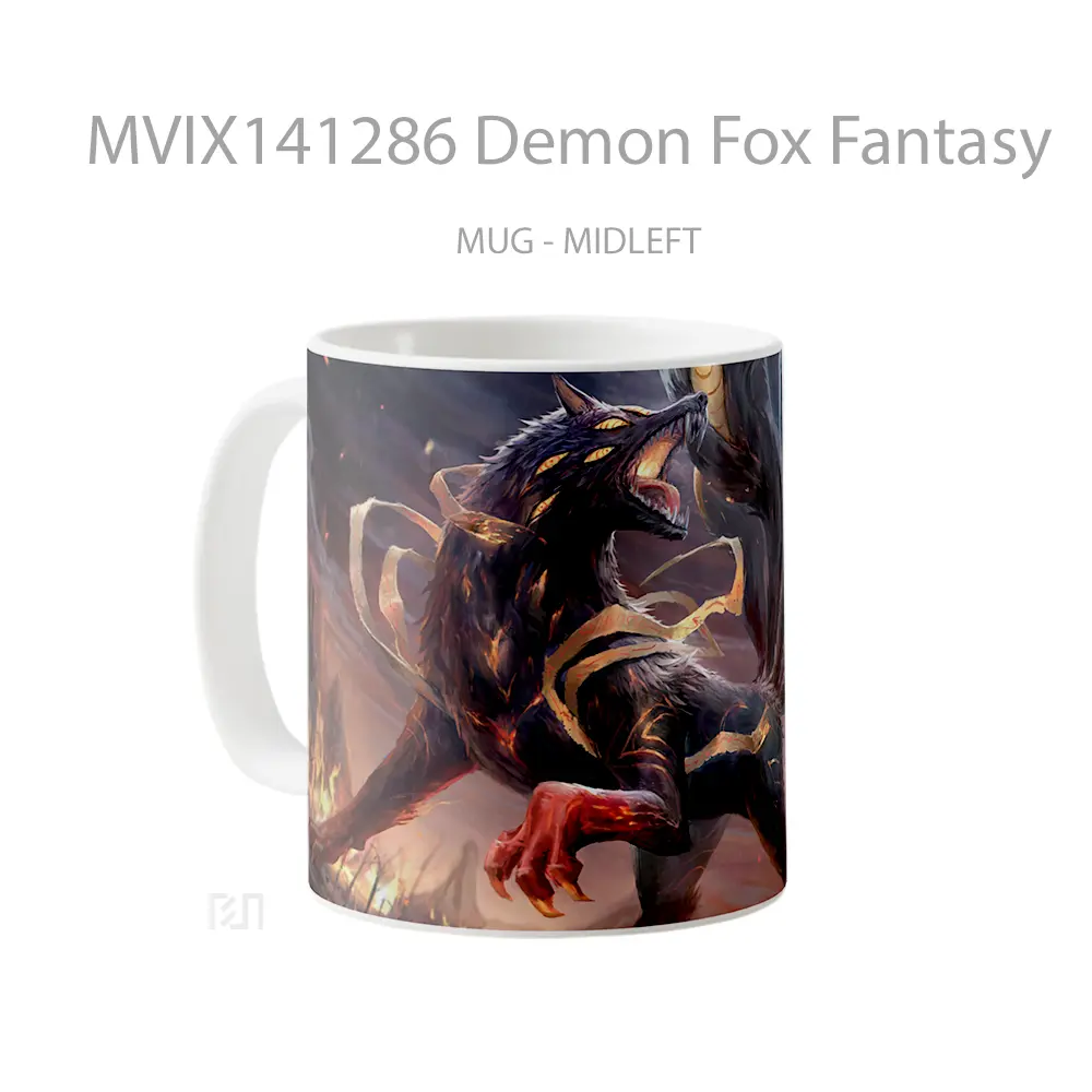 Mug Demon Fox Fantasy Gelas Keramik Unik - All-side / Desain