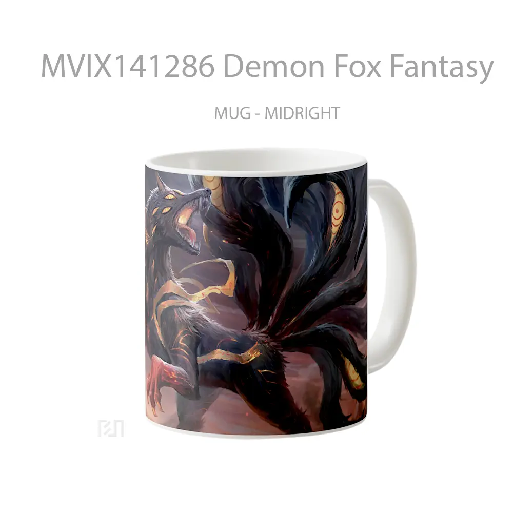 Mug Demon Fox Fantasy Gelas Keramik Unik - All-side / Desain