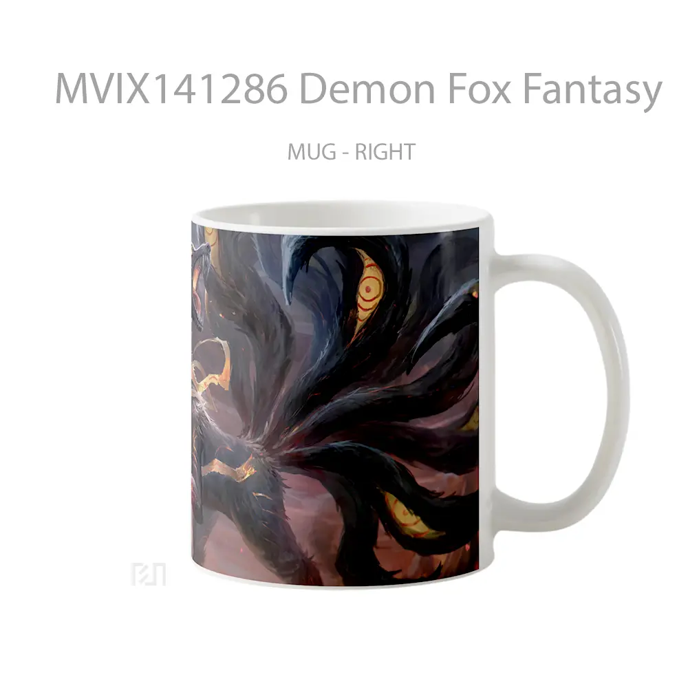 Mug Demon Fox Fantasy Gelas Keramik Unik - All-side / Desain