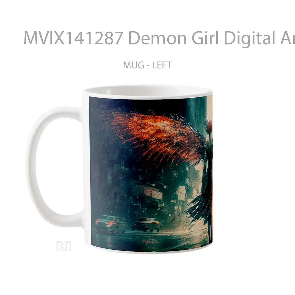 Mug Demon Girl Digital Art Gelas Keramik Unik - All-side / Desain