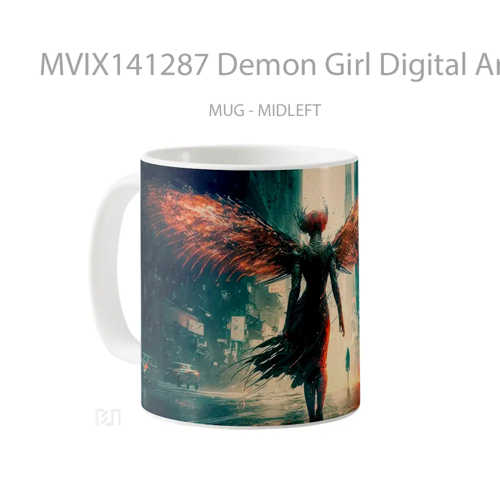 Mug Demon Girl Digital Art Gelas Keramik Unik - All-side / Desain