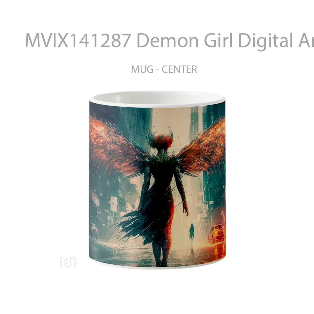 Mug Demon Girl Digital Art Gelas Keramik Unik