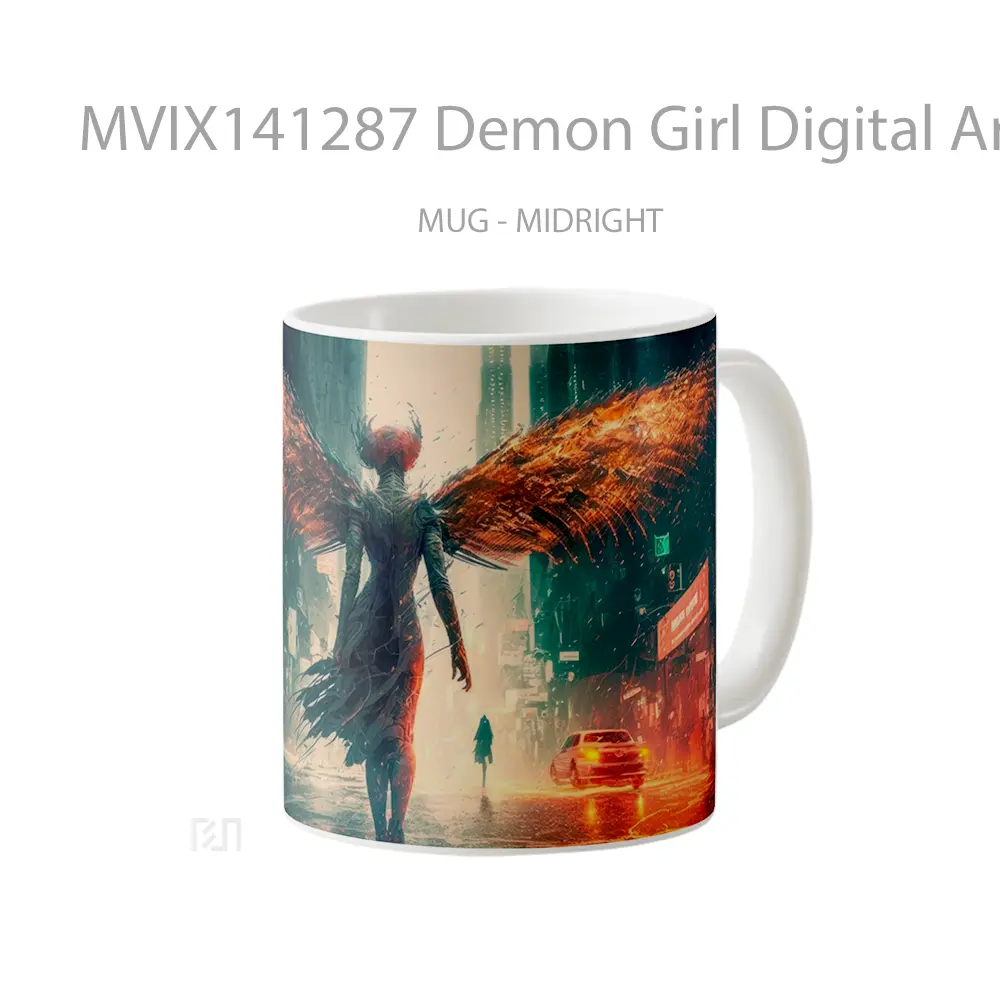 Mug Demon Girl Digital Art Gelas Keramik Unik - All-side / Desain