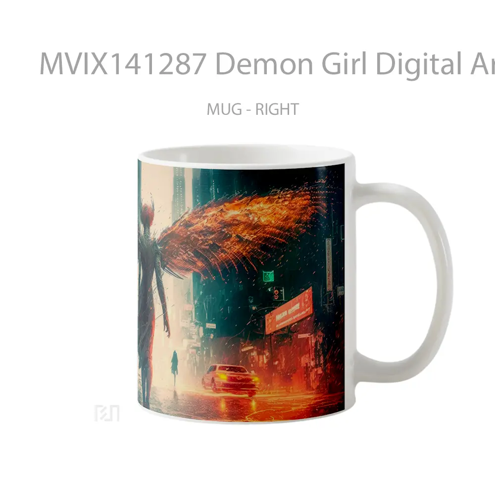 Mug Demon Girl Digital Art Gelas Keramik Unik - All-side / Desain