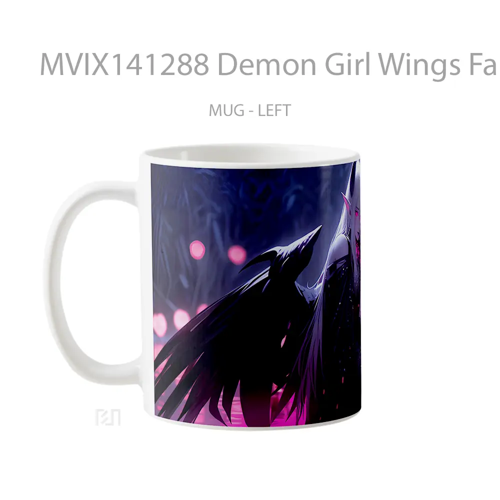 Mug Demon Girl Wings Fantasy Gelas Keramik Unik - All-side / Desain