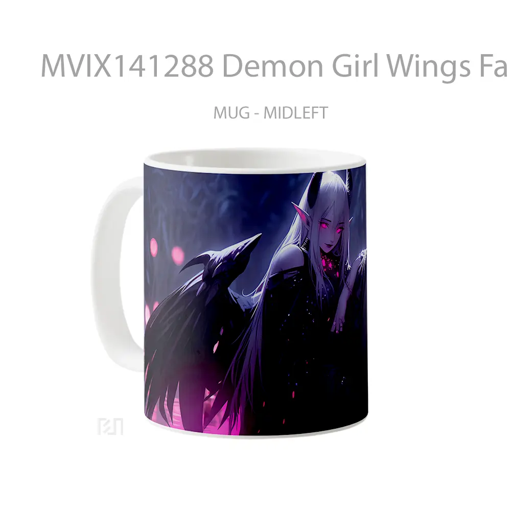 Mug Demon Girl Wings Fantasy Gelas Keramik Unik - All-side / Desain