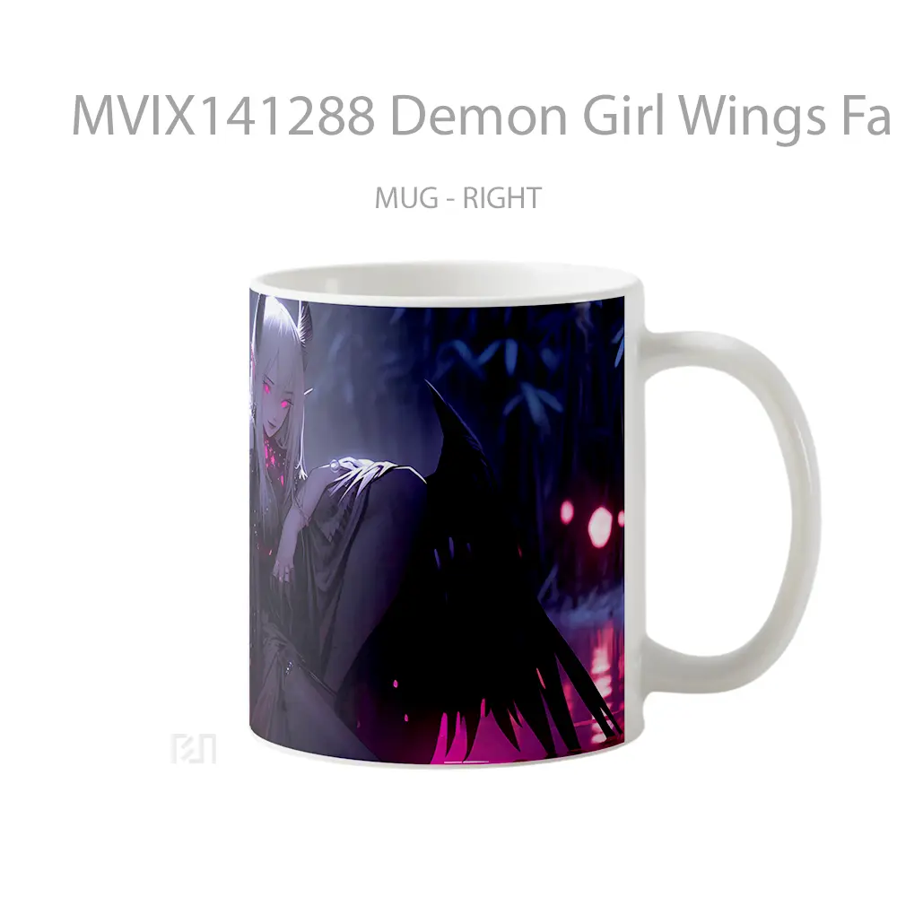 Mug Demon Girl Wings Fantasy Gelas Keramik Unik - All-side / Desain