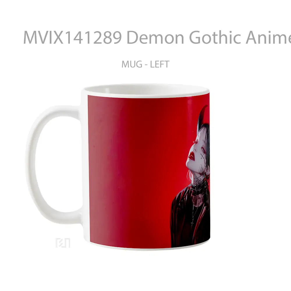 Mug Demon Gothic Anime Girl Horn Wings Cangkir Anime - All-side / Desain