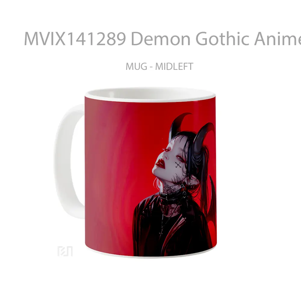 Mug Demon Gothic Anime Girl Horn Wings Cangkir Anime - All-side / Desain