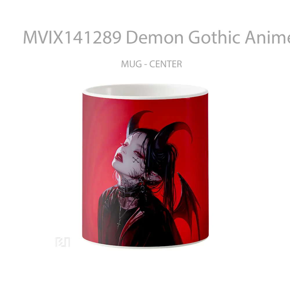 Mug Demon Gothic Anime Girl Horn Wings Cangkir Anime