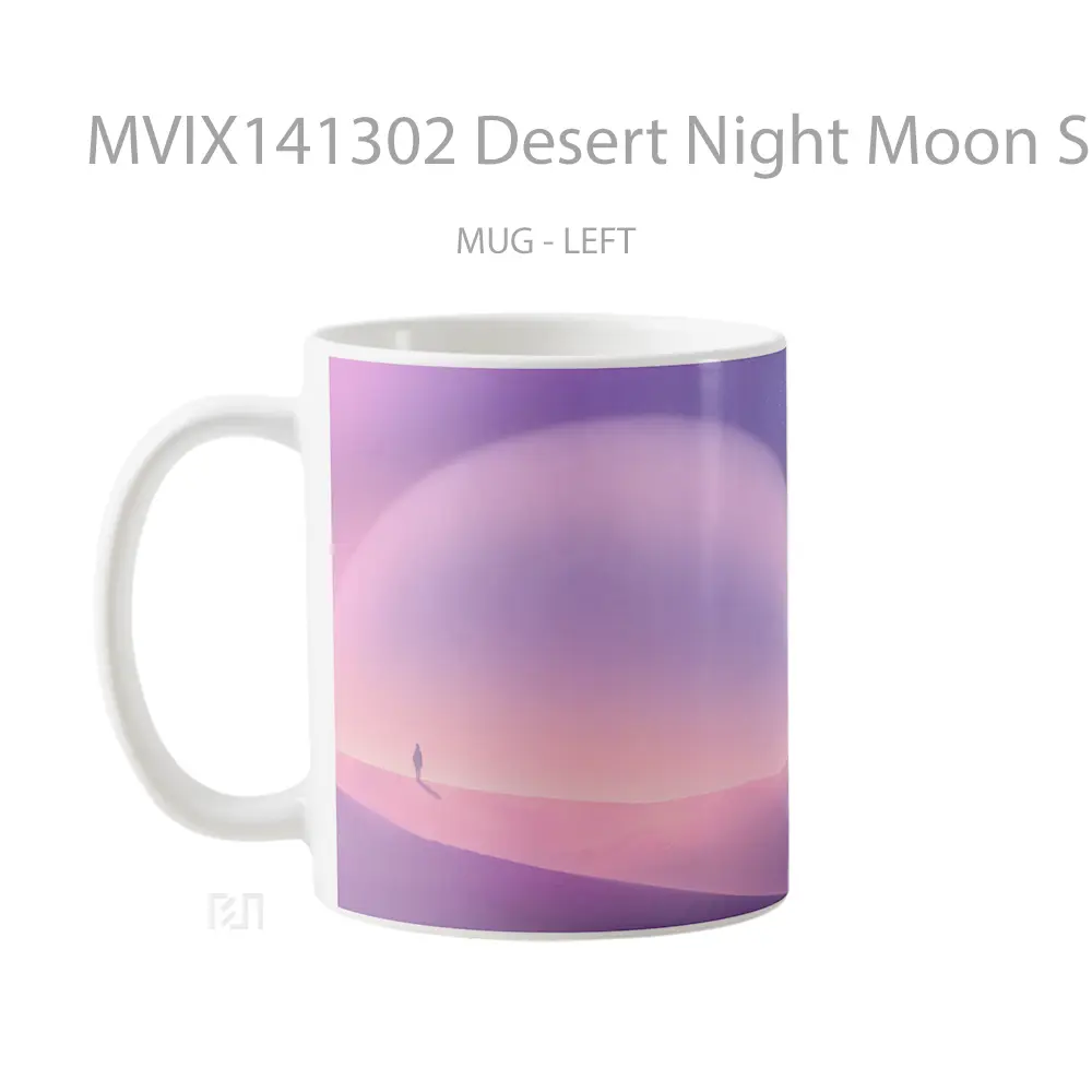 Mug Desert Night Moon Scenery Digital Art Gelas Keramik Unik - All-side / Desain