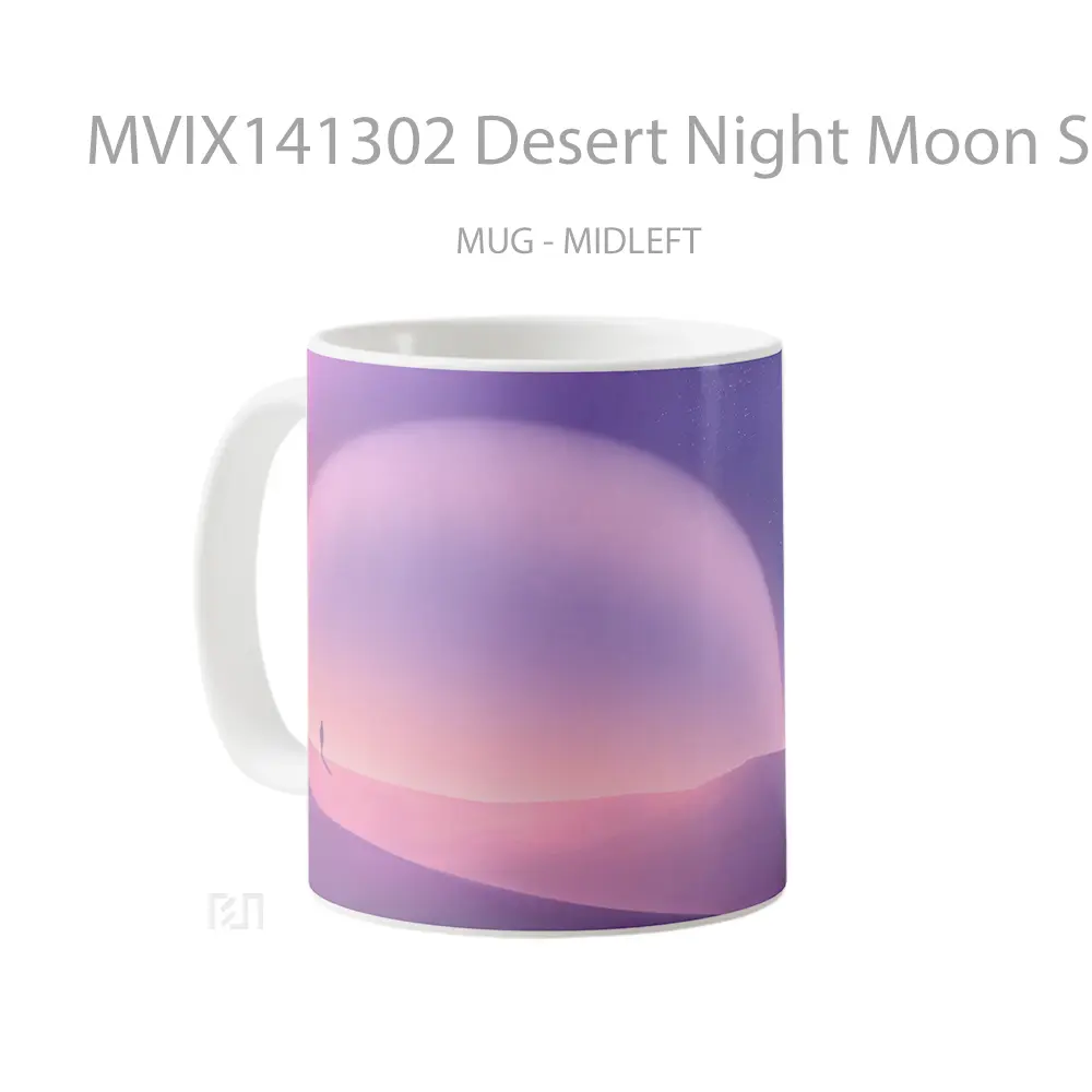 Mug Desert Night Moon Scenery Digital Art Gelas Keramik Unik - All-side / Desain