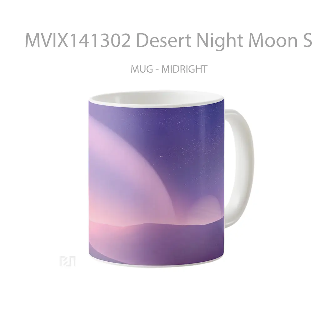 Mug Desert Night Moon Scenery Digital Art Gelas Keramik Unik - All-side / Desain