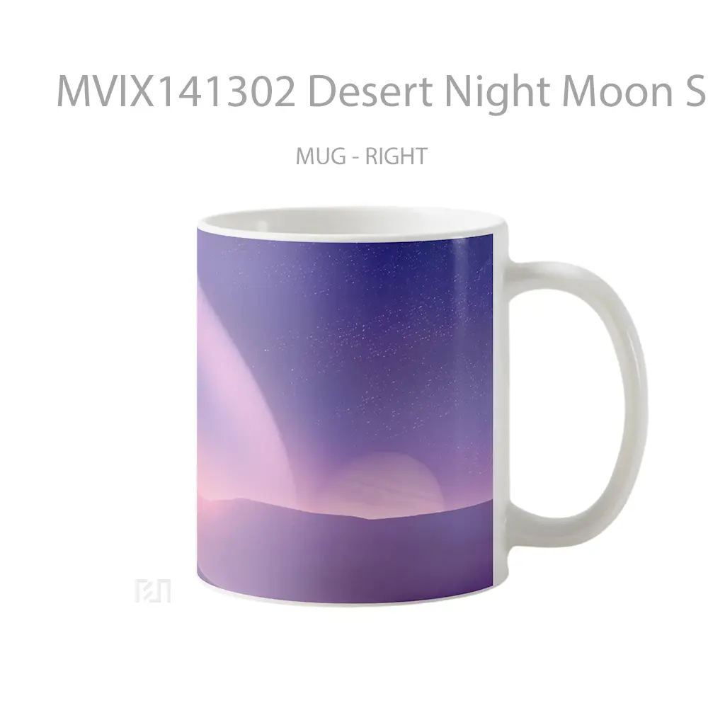 Mug Desert Night Moon Scenery Digital Art Gelas Keramik Unik - All-side / Desain