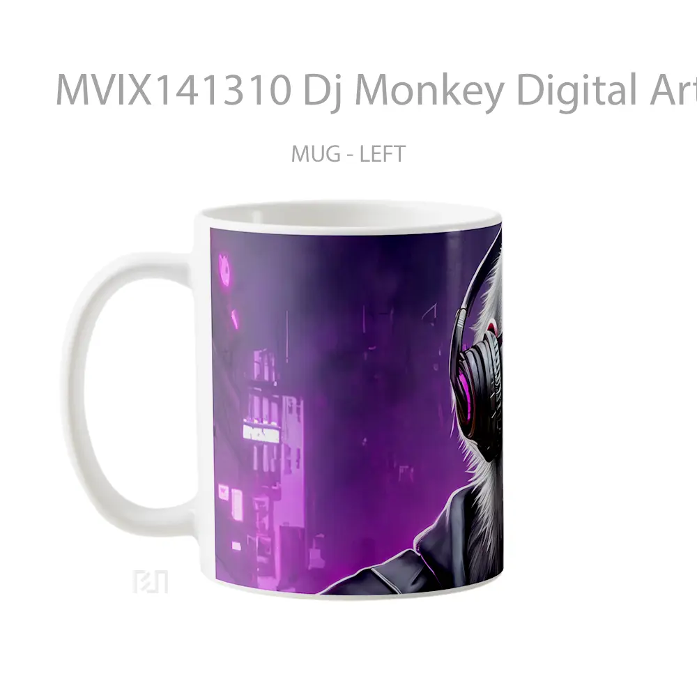 Mug Dj Monkey Digital Art Animal Gelas Hewan Lucu - All-side / Desain