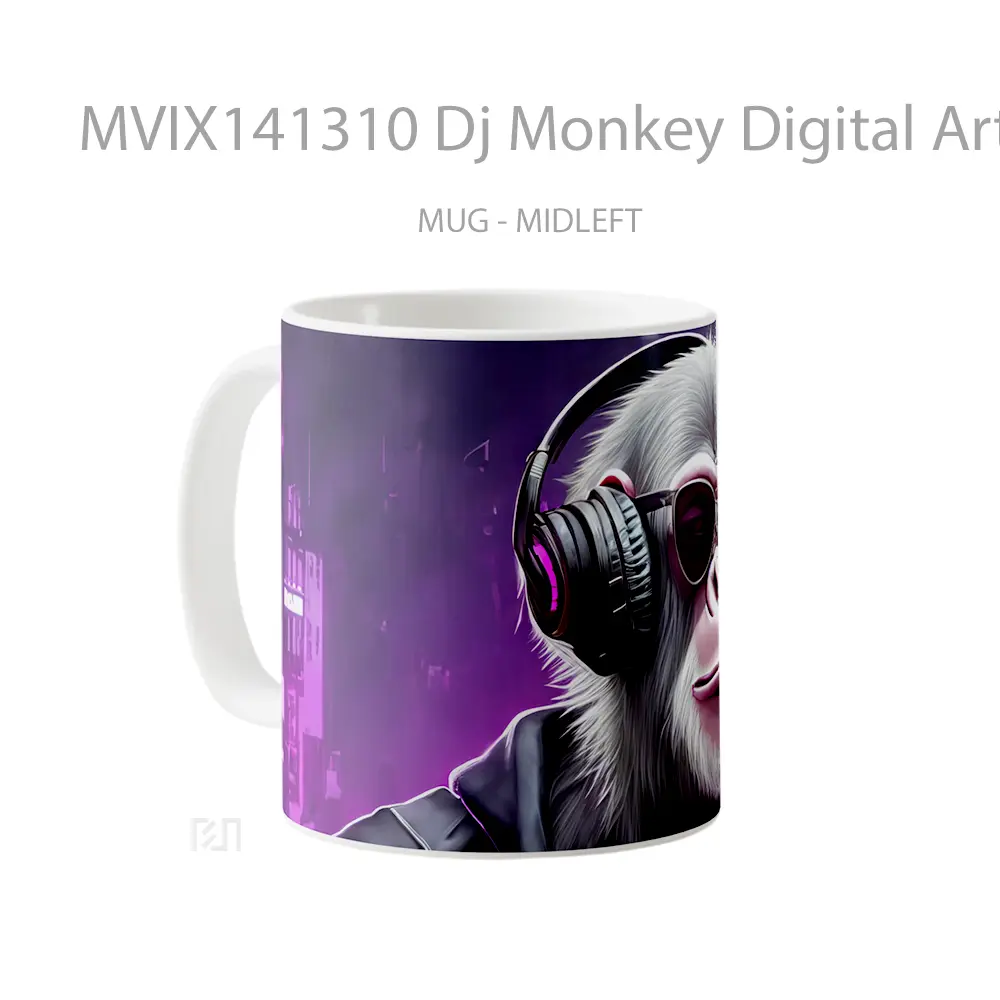 Mug Dj Monkey Digital Art Animal Gelas Hewan Lucu - All-side / Desain
