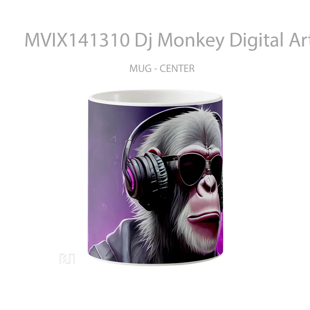 Mug Dj Monkey Digital Art Animal Gelas Hewan Lucu