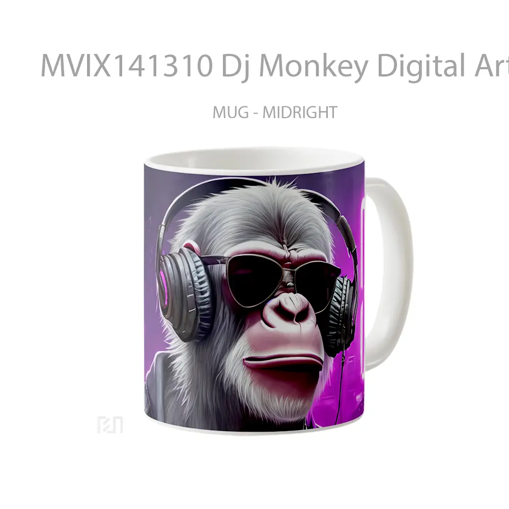 Mug Dj Monkey Digital Art Animal Gelas Hewan Lucu - All-side / Desain