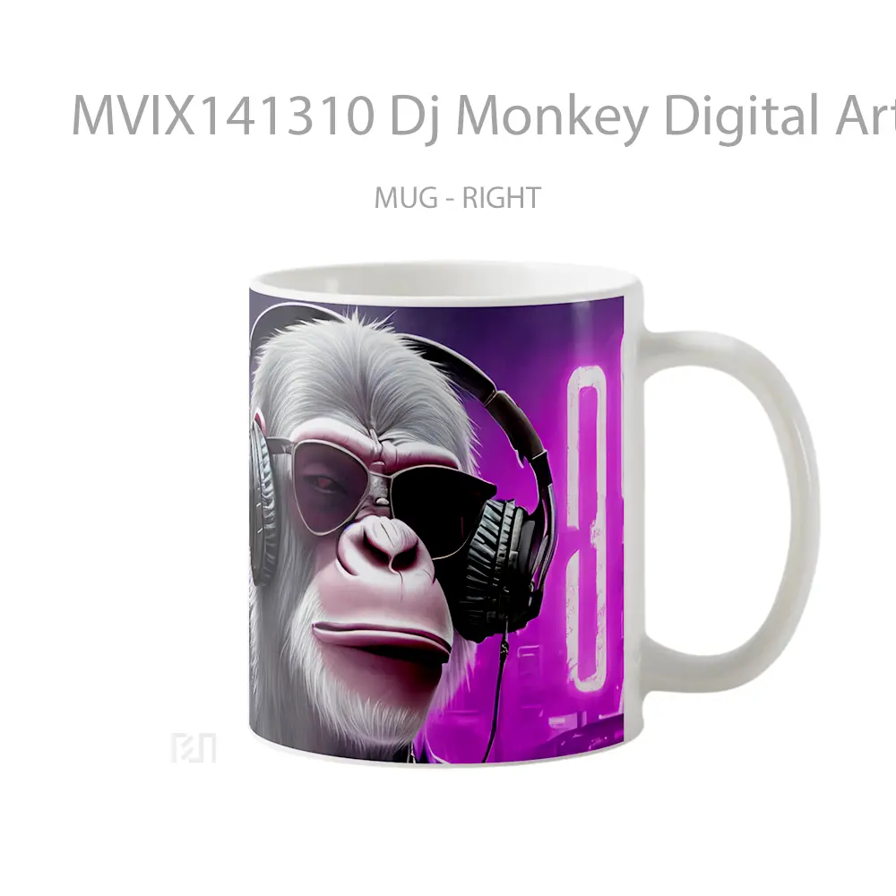 Mug Dj Monkey Digital Art Animal Gelas Hewan Lucu - All-side / Desain