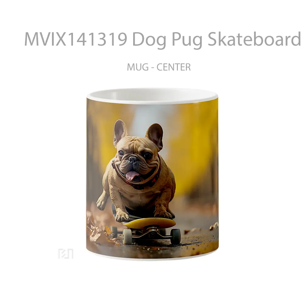Mug Dog Pug Skateboard Animal Gelas Hewan Lucu