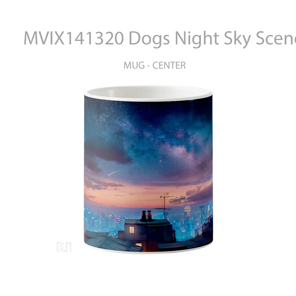 Mug Dogs Night Sky Scenery Animal Gelas Hewan Lucu