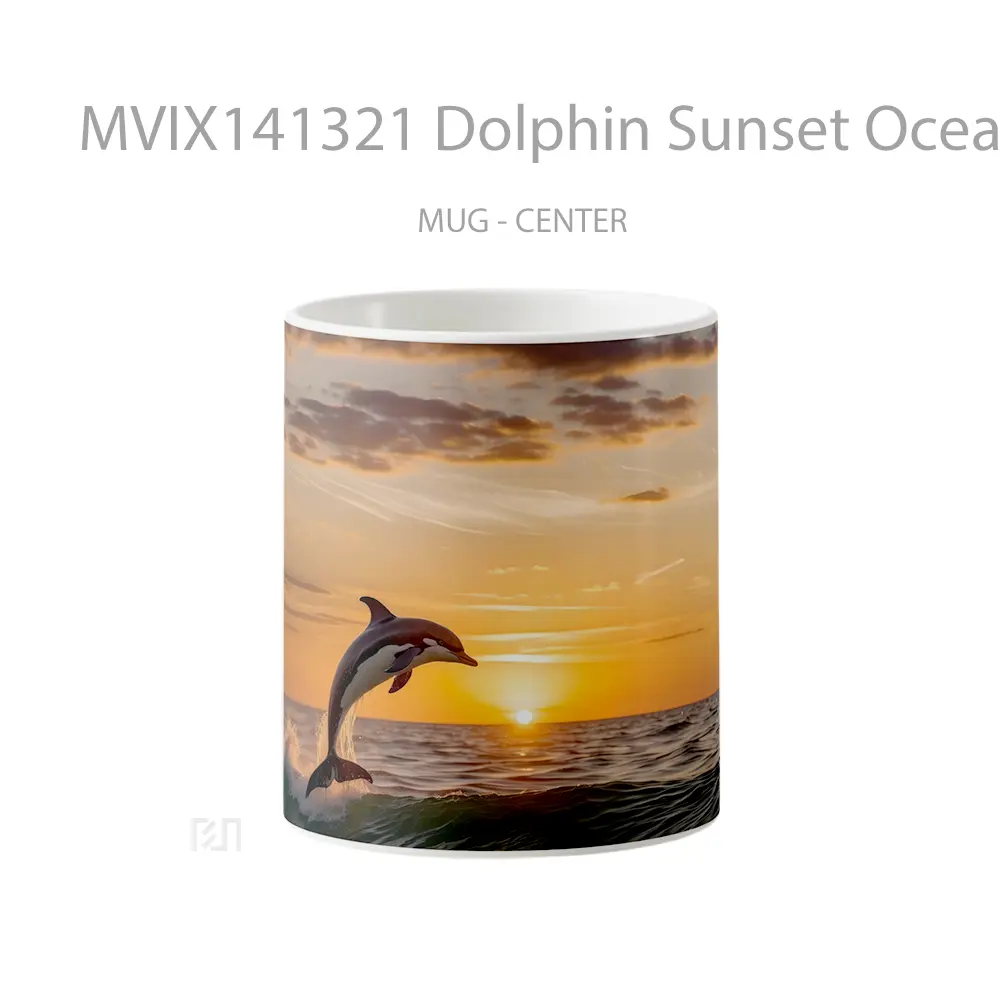Mug Dolphin Sunset Ocean Beach Gelas Pemandangan Alam