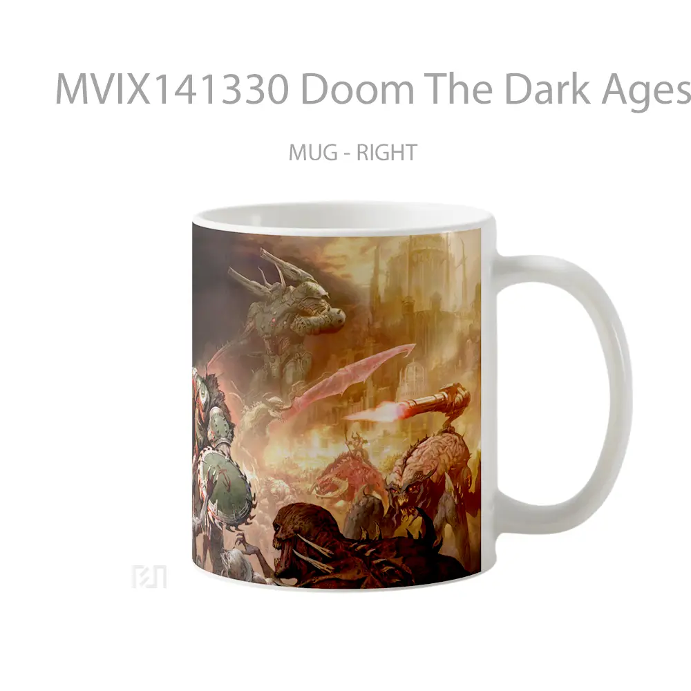 Mug Doom The Dark Ages Doom Guy Vs Demons Gelas Keramik Unik - All-side / Desain
