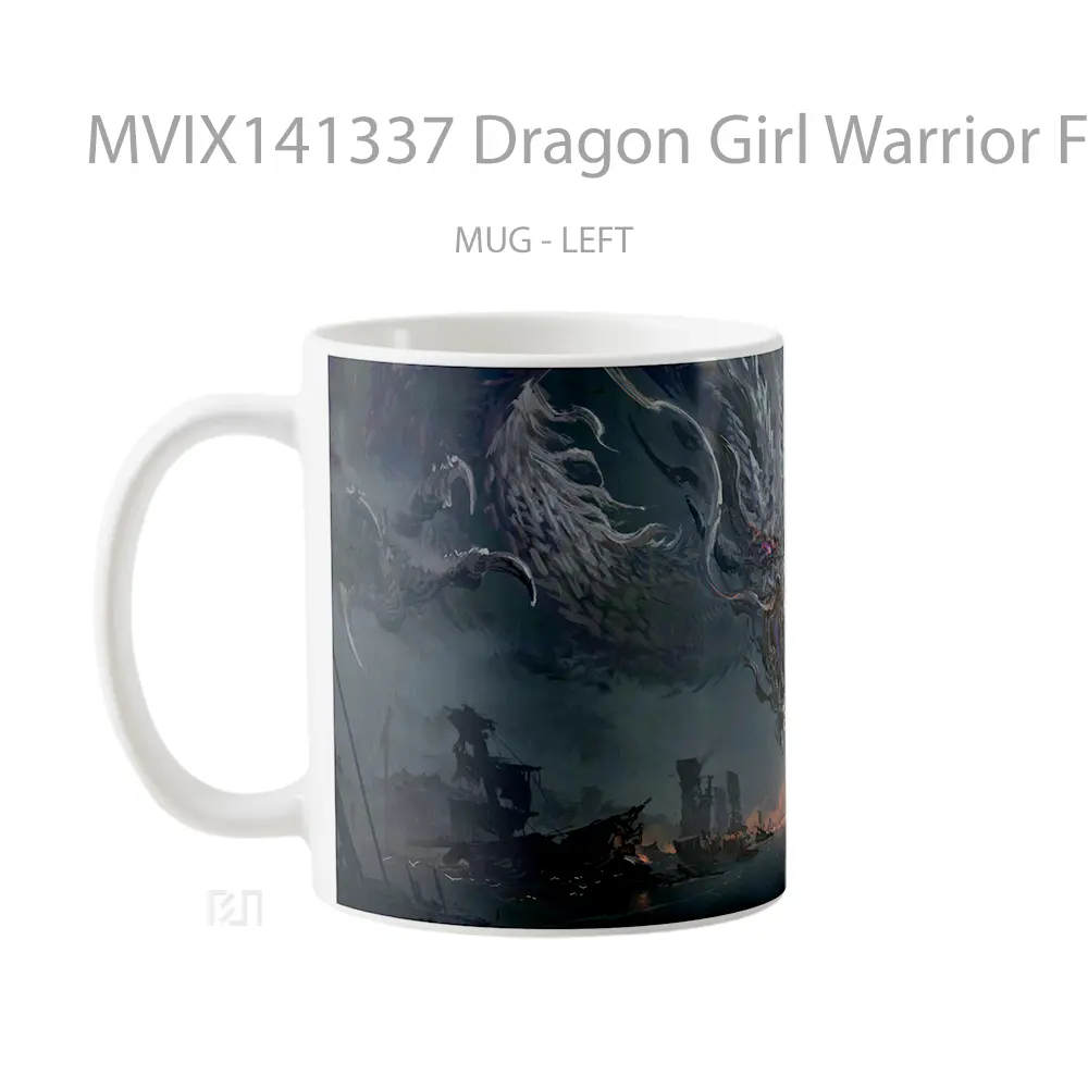 Mug Dragon Girl Warrior Fantasy Gelas Keramik Unik - All-side / Desain