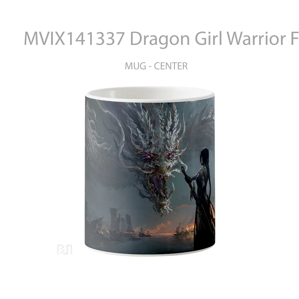 Mug Dragon Girl Warrior Fantasy Gelas Keramik Unik