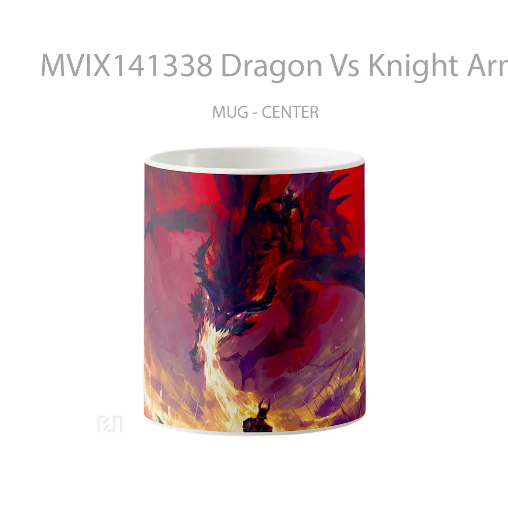 Mug Dragon Vs Knight Army Fantasy Gelas Keramik Unik