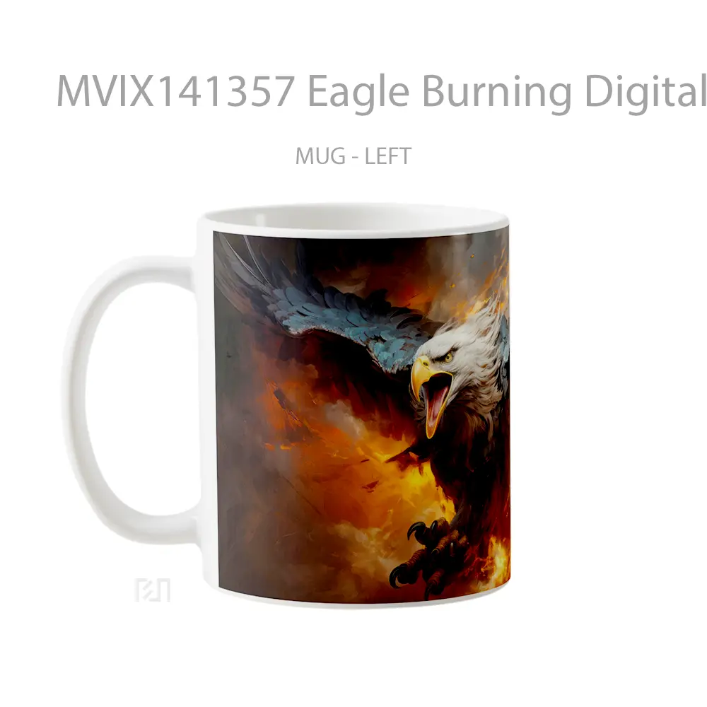 Mug Eagle Burning Digital Art Bird Animal Gelas Hewan Lucu - All-side / Desain