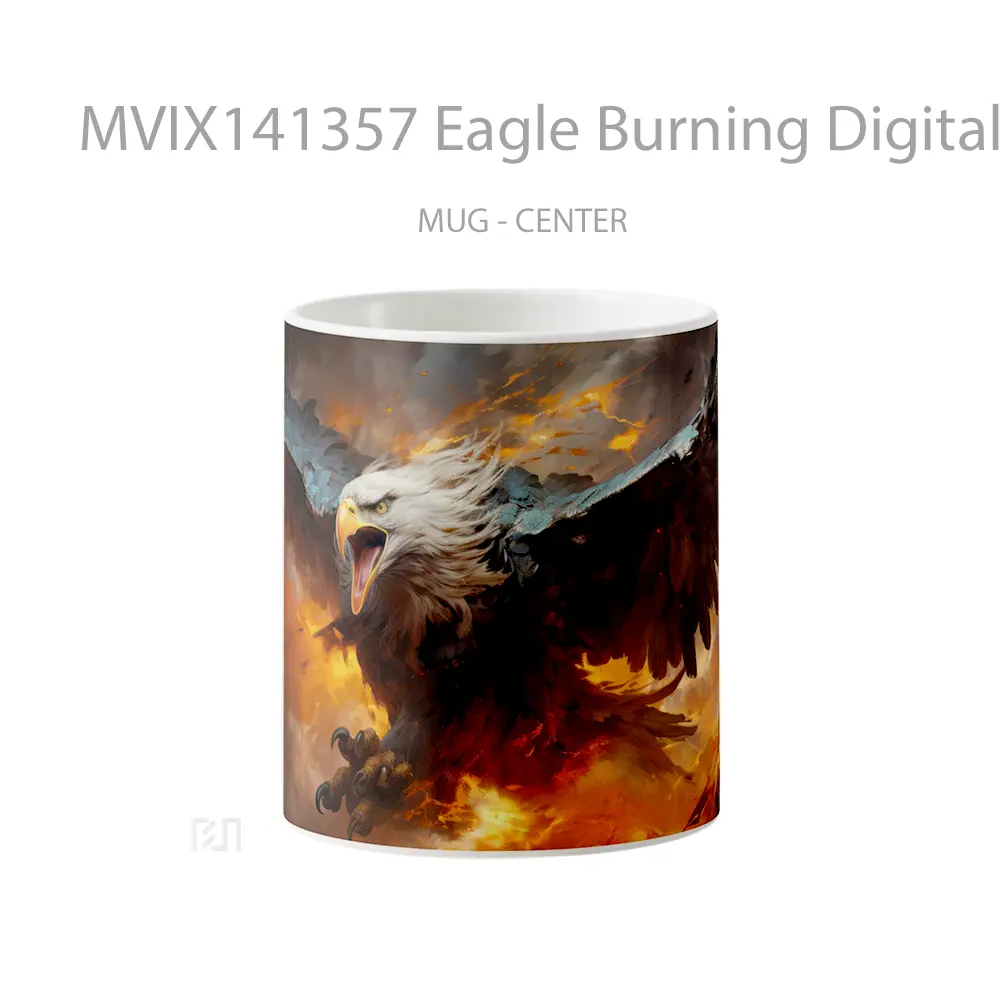 Mug Eagle Burning Digital Art Bird Animal Gelas Hewan Lucu