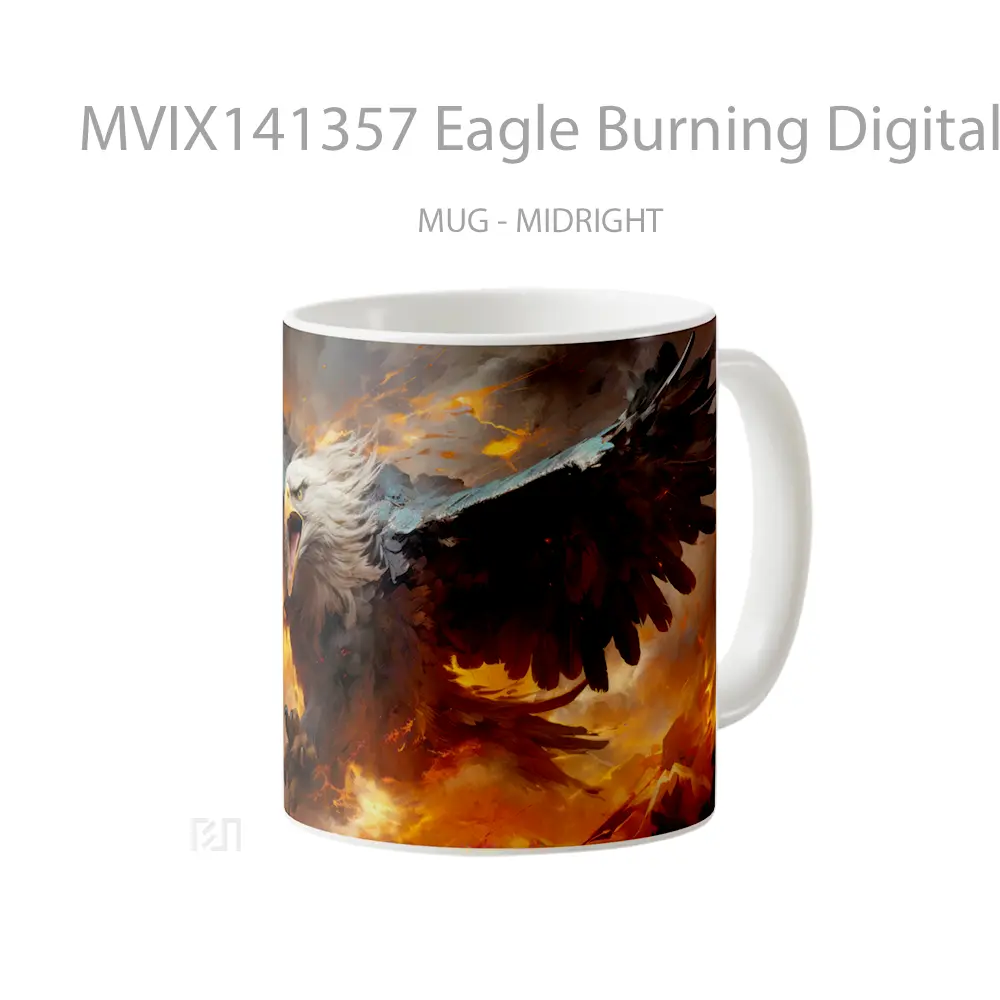 Mug Eagle Burning Digital Art Bird Animal Gelas Hewan Lucu - All-side / Desain