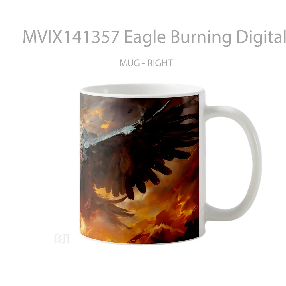 Mug Eagle Burning Digital Art Bird Animal Gelas Hewan Lucu - All-side / Desain