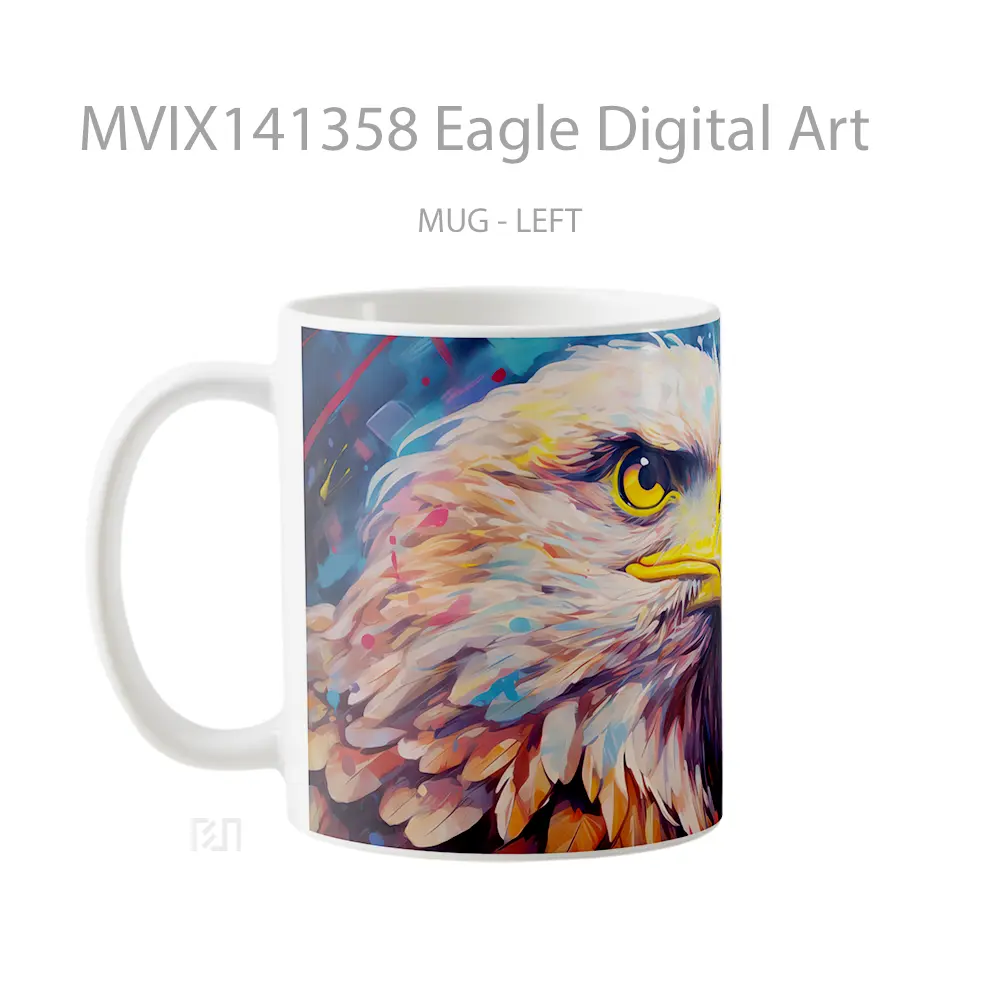 Mug Eagle Digital Art Gelas Keramik Unik - All-side / Desain