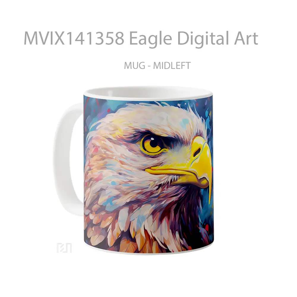 Mug Eagle Digital Art Gelas Keramik Unik - All-side / Desain